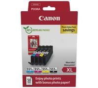 Canon + 10x15 cm Fotopapier 50 Blatt Value Pack Noir(e) / Cyan / Magenta / Jaune Original CLI-551 XL