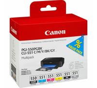 Canon multipack de 6 cartouches d'encre PGI-550/CLI-551 PGBK/C/M/Y/BK/GY