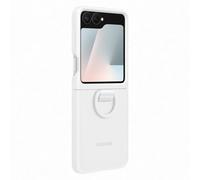 Samsung Coque de Protection en Silicone EF-PF741 pour Galaxy Z Flip7 FE | Z Flip6, avec Anneau de Support, en Silicone, Antichoc, Fine et adhérente, Blanche