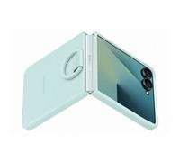 Samsung Coque en silicone pour Galaxy Z Flip 7 avec anneau selfie Vert d'eau