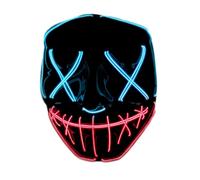 Original Cup Masque LED La Purge® | Nightmare Bleu et Rouge | Qualité Premium | Plastique Rigide | 3 Modes de Clignotements | Masque LED | Cosplay | Halloween | Néon | 100% Horreur | 100% Fun