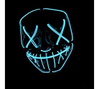 Original Cup Masque LED La Purge | Nightmare Bleu | Qualité Premium | Plastique Rigide | 3 Modes de Clignotements | Masque LED | Cosplay | Halloween | Néon | 100% Horreur | 100% Fun