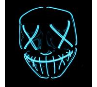 Original Cup Masque LED La Purge® | Nightmare Bleu | Qualité Premium | Plastique Rigide | 3 Modes de Clignotements | Masque LED | Cosplay | Halloween | Néon | 100% Horreur | 100% Fun