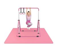 Original Cup Pack Gym Enfant Rose - Grand Tapis de Sol 200x140x1 cm + Barre de Gymnastique Ajustable 90-130 cm - Fitness, Yoga, Gym, Entraînement à Domicile - Antidérapant, Sécurisé - Aerobik