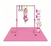 Original Cup Pack Gym Enfant Rose - Grand Tapis de Sol 200x140x1 cm + Barre de Gymnastique Ajustable 90-150 cm - Fitness, Yoga, Gym, Entraînement à Domicile - Antidérapant, Sécurisé - Aerobik