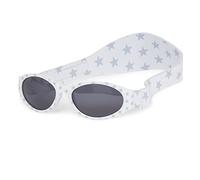 Original Dooky Baby Banz Blue Star Lunettes de soleil bébé pour filles et garçons, 0-2 ans, protection UV-A & UV-B, verre incassable avec bandeau en néoprène, Silver Star