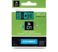DYMO D1 étiquettes autocollantes authentiques | rouleau de 12 mm x 7 m | impression en vert sur fond noir | pour étiqueteuses LabelManager