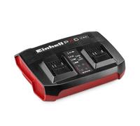 Original Einhell Chargeur PXC Twincharger 4A (18 V, Power X-Change, Charge parallèle de 2 Batteries, Charge Rapide 4 ampères, Gestion Intelligente de la Charge, Mode rafraîchissement, sans Batterie)