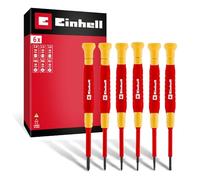 Original Einhell Coffret Tournevis Électricien Précision 6 pcs (Isolé 1000V, Capuchon Rotatif, Lames S2, Poignées Ergo, Compact, Travail Fin)