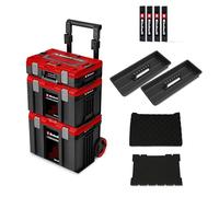 Original Einhell E-Case Rolling Workshop SEALED (servante d’atelier composée de 3 mallettes, max. 120 kg, étanche à la poussière + projections d’eau, 44 x 40 x 70 cm, avec rails latéraux)