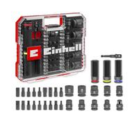 Original Einhell Impact Jeu de 32 douilles (18x embouts de force de 30 mm, Douilles 9x 40 mm et 3x 80 mm, acier S2 et CrMo, douille plastique, domaine automobile)