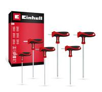 Original Einhell Jeu de Tournevis à Poignée en T 6 pcs (Embout Sphérique, Lame 90°, Acier CrV, Vis Hexagonales, Montage Machines Véhicules)