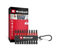 Einhell Jeu d'embouts à impact 118633 – 10 pièces 1/4 (6,3 mm) PH/PZ/hexagonal/TX, 50 mm, mousqueton