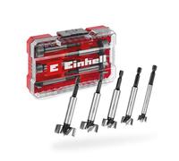 Original Einhell M-CASE Jeu de 5 forets forestiers (en acier C65, queue E 6.3, coupe transversale, pointe de centrage, forme de tête conique, ébauche de coupe, y compris boîte de rangement)