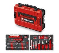 Original Einhell Mallette à Outils Déménagement 79 pcs (Marteau, Pinces, Tournevis, Lames, Mètre Ruban, Niveau, Clés, Système E Case)