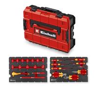 Original Einhell Mallette Outils VDE Électricien E-Case 24 pcs (Certifié IEC 60900, Pinces, Tournevis, Cliquet, Douilles, Rallonges, Système E-Case)