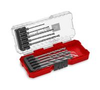 Original Einhell S-CASE 10 pcs. set de forets à pierre (selon DIN 10083-2 en acier à outils, tige E 6.3, plaquette en métal dur insérée, broche laminée, y compris boîte de rangement)