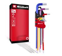 Original Einhell Set Clés Allen 9 pièces (Acier S2, Tête Bille, Forme Mixte, Tailles 1.5-10 mm, Porte-embout, Utilisation Polyvalente)