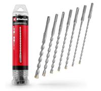 Original Einhell Set de 7 forets marteau SDS Plus, 210 mm (acier à outils 40Cr, plaquette en métal dur à quatre tranchants, pointe de centrage, pour travaux de rénovation ou de fixation sur béton)
