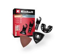 Original Einhell set multi-outils 17 pièces (lames de scie BIM/HCS, grattoir, plaque de support, triangles d'affûtage, revêtement PTFE, fixation Open-Back)