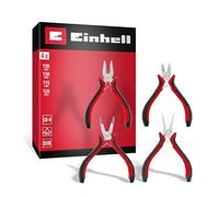 Original Einhell Set Pinces Précision 4 pièces (Coupante, Universelle, Courbée, Ronde, Acier CrV, Trempé, Ressort, Poignées Ergonomiques)