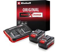 Original Einhell Starter Kit 2 x 3,0 Ah Power X-Change et Twincharger (Li-Ion, 18 V, 2 batteries 3,0 Ah et chargeur double rapide, compatible avec tous les appareils Power X-Change)
