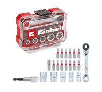 Original Einhell XS-CASE 21-pièces d'embouts et de douilles (embouts de 25 mm, douilles, porte-embouts à changement rapide, adaptateur, cliquet réversible y compris boîte de rangement)