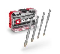 Original Einhell XS-CASE Jeu de 4 forets à carrelage HM (en acier à outils, plaquette en métal dur spécialement affûtée, pointe de centrage, tige E 6.3, boîte de rangement incluse)