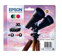 PACK QUATRE CARTOUCHES EPSON ORIGINALE JUMELLE 502 NOIRE BLEU ROUGE JAUNE / noir