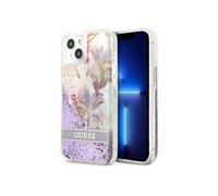original faceplate coque guess guhcp13slflsu pour iphone 13 mini (glitter flower / purple)