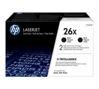 HP Cartouches de toner 26X – Original LaserJet haut rendement Noir – Pack double (X2)