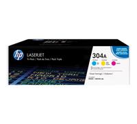HP 304A CF372AM Pack de 3, Toners Authentiques, Imprimantes Color LaserJet cm2320/CP2025, Cyan Magenta et Jaune