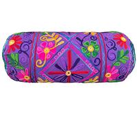 Original Kikan Housse de coussin en coton style bohème 46 x 18 cm rond cylindrique Takiya pour yoga, méditation, broderie, soutien du dos du cou, taie d'oreiller végétalienne (housses uniquement)