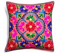 Original Kikan Suzani Housses de Coussin avec Broderie Multicolore - 40 x 40 cm (Orange)