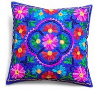 Original kikan Suzani Housses de coussin avec broderie multicolore Motif ethnique indien Jaune 40 x 40 cm