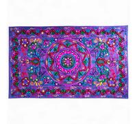Original Kikan Tapisserie murale rectangulaire à paillettes en coton brodé Suzani Art ethnique bohème (violet)