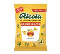 Original Kräuter - Bonbons suisses aux herbes, confiserie traditionnelle au goût frais et agréable, recette originale suisse, paquet familial - Compatible avec Ricola - 75g