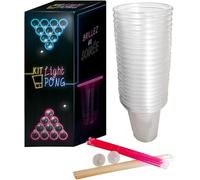 Original Light Beer Pong Kit Officiel | Kit Complet de Beer Pong Lumineux | Qualité Premium | 22 Gobelets Américains | 24 Sticks Lumineux | 2 Balles Fluos | Jeu à Boire | Soirée | OriginalCup®