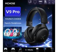 Original MCHOSE V9 PRO musique Esports casque de jeu 3 modes sans fil réduction du bruit micro personnalisé monté sur la tête White blue-V9PRO