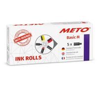 Original Meto Rouleaux encreurs pour étiqueteuse Arrow M, réf. 9505908 (2 lignes, 16 caractères pour étiquettes de 22 x 16 mm), 5 unités, noir