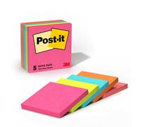 Original Pads in Neon Colors, 3 x 3, Five Neon Colors, 5 100 Sheet Pads/Pack