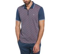 Original Penguin Jacquard Quarter-Zip Short-Sleeve Polo Shirt Mer des Sargasses Moyen Male
