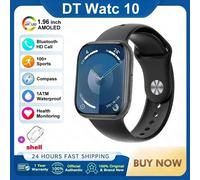 Original Pour Apple Dt Montre 10 Montre Intelligente Hommes Amoled 32Gb Mémoire Musique 3D Surround Bt Appel Étanche Smartwatch Femme 2025 Nouveau.Black.16Gb Dt Series 10