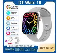 Original Pour Apple Dt Montre 10 Montre Intelligente Hommes Amoled 32Gb Mémoire Musique 3D Surround Bt Appel Étanche Smartwatch Femme 2025 Nouveau.Silver Steel B.16Gb Dt Series 10