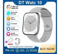 Original Pour Apple Dt Montre 10 Montre Intelligente Hommes Amoled 32Gb Mémoire Musique 3D Surround Bt Appel Étanche Smartwatch Femme 2025 Nouveau.Silver Steel.16Gb Dt Series 10