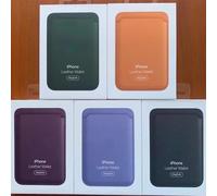 Original pour Magsafe portefeuille porte-carte magnétique étui pour iPhone 13 17 16 15 12 14 Pro Max Samsung sac en cuir avec couvercle de boîte Brun doré