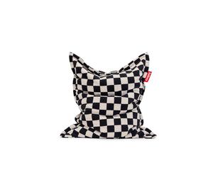 Original Slim Teddy Pouf Échecs Noir Écru