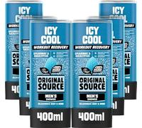 Original Source Gel douche d'entraînement pour homme Cool & Ice Gel douche végétalien sans paraben pour le corps, parfum 100% naturel, entraînement pour homme, gel douche pour homme, lot de 6 x 400