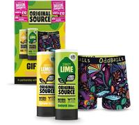 Original Source X Oddballs Coffret Cadeau Gel Douche Citron Vert Et Gel Douche Arbre À Thé, Boxer Oddballs, Cadeaux Pour Homme, Cadeau D'anniversaire, Parfum 100 % Naturel, Végétalien, Sans Cruauté