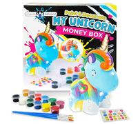 Original Stationery Cadeau Fille -Tirelire Licorne à Peindre Soi-Même Kit de Peinture Complet pour Fille avec Pinceaux, Peinture, Strass Autocollants - Cadeaux Anniversaire Enfants